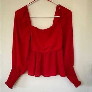 Francesca's Collections Red Square Neck Blouse